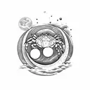 crab and moon phases tattoo design idea