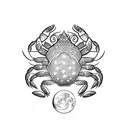 crab and moon phases tattoo design idea