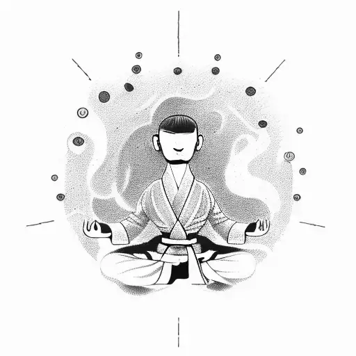 judo person meditating tattoo design idea