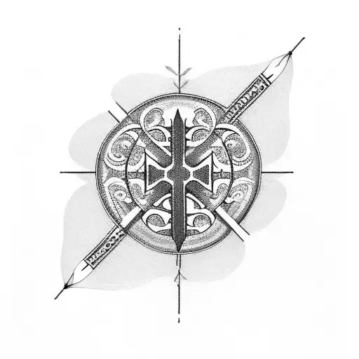 Cross surrounded by botanical illustrations of different plant species tattoo design idea