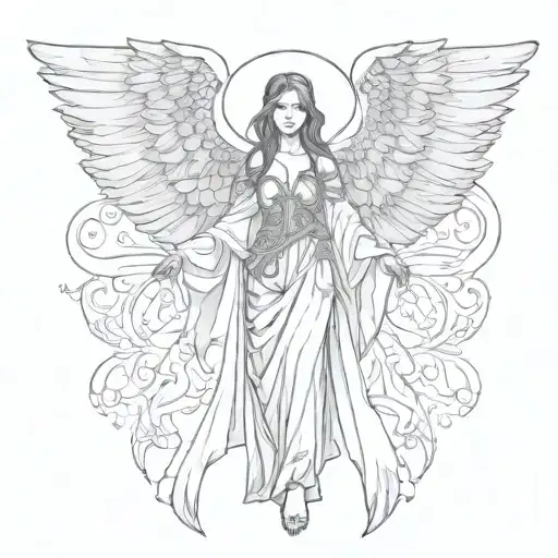 female angel robe tattoo design idea