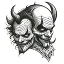Face clown half devil face tattoo design idea
