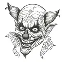 Face clown half devil face front view tattoo design idea