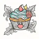 cartoon cupcake tattoo design idea