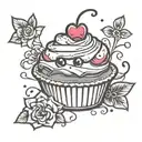 cartoon cupcake tattoo design idea