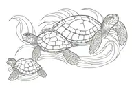 sea ​​wave and turtle without shell tattoo design idea