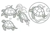 sea ​​wave and turtle without shell tattoo design idea
