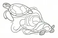 sea ​​wave and turtle without shell tattoo design idea