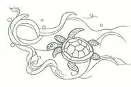 sea ​​wave and turtle without shell tattoo design idea