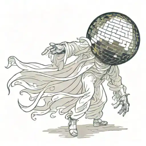 ghost dancing with a discoball tattoo design idea
