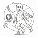 ghost dancing with a discoball tattoo design idea