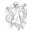 ghost dancing with a discoball tattoo design idea