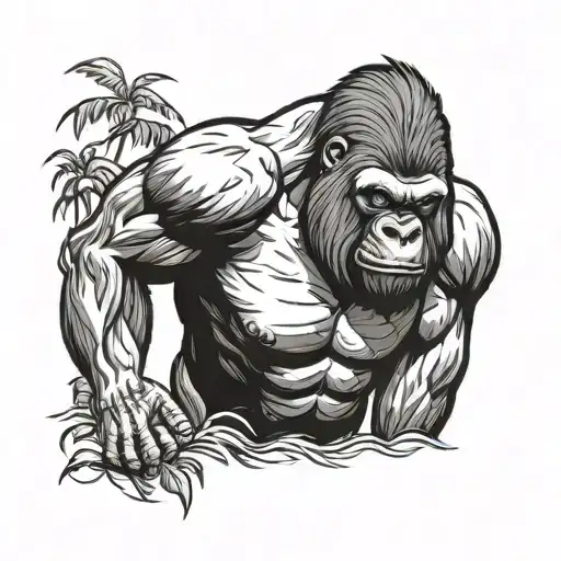 buff gorilla tattoo design idea