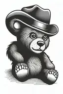 teddy bear with cowboy hat sitting tattoo design idea