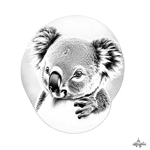 koala holding onto a balloon which is the moon  tattoo design idea