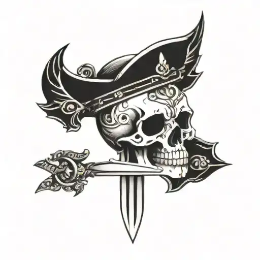 Skull with dagger tattoo design idea