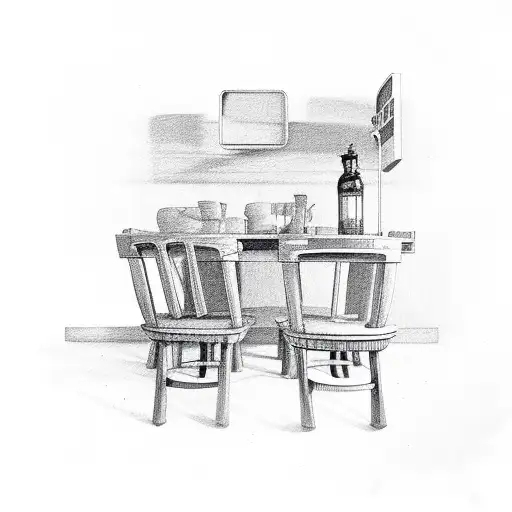 table and chairs tattoo design idea