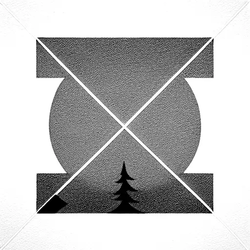 sunset fine line tattoo design idea