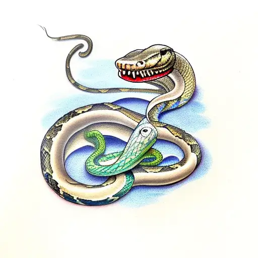 a snake, shedding it's skin tattoo design idea