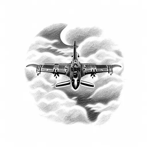 p-47D thunderbolt diving through the clouds chasing an owl tattoo design idea