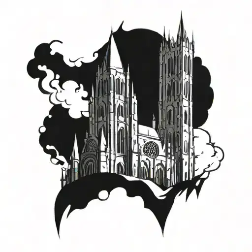 Gothic towers in three lines of different thicknesses tattoo design idea