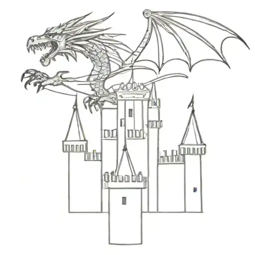 Gothic castle with a dragon tattoo design idea