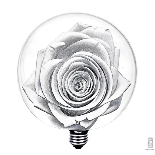 broken lightbulb in a flower garden tattoo design idea