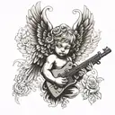 cherub angel with ak 47 tattoo design idea