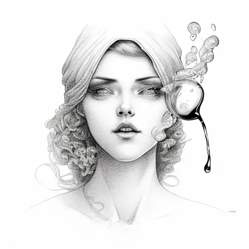 Bottle of wine "milk of a beloved woman" tattoo design idea