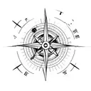 minimalistic Compass surrounded by nautical design and a motoryacht tattoo design idea