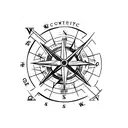 minimalistic Compass surrounded by nautical design and a motoryacht tattoo design idea