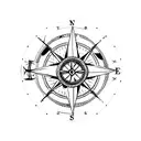 minimalistic Compass surrounded by nautical design and a motoryacht tattoo design idea