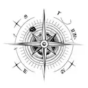 minimalistic Compass surrounded by nautical design and a motoryacht tattoo design idea