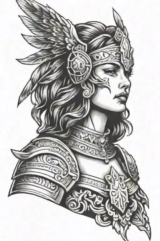 EBONY WARRIOR VALKYRIE tattoo design idea
