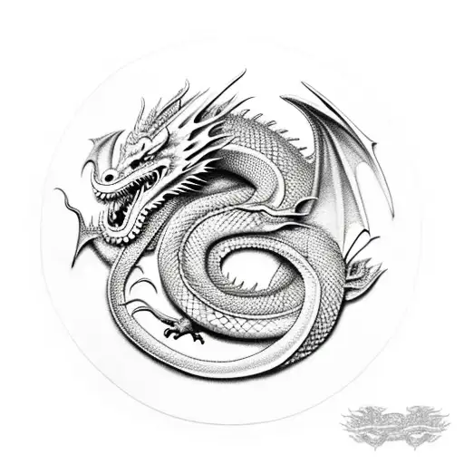 Dragon with red ruby tattoo design idea