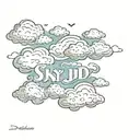 sky with clouds that says SD + JD 12-19-12 tattoo design idea