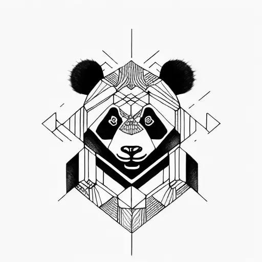 art Deco panda tattoo design idea