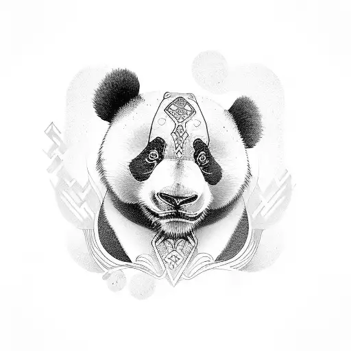 art Deco panda tattoo design idea