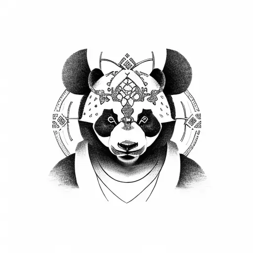 art Deco panda tattoo design idea