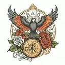 Bad Omens band tattoo colorful. No logo or letters. Try on the song 'Death of peace of mind' tattoo design idea