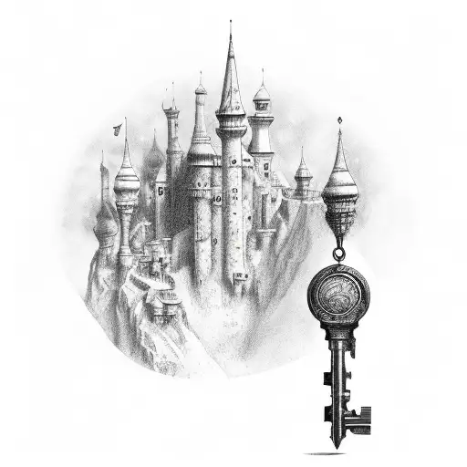 scale with the shape of a key tattoo design idea