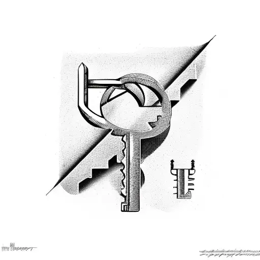a scale with the shape of a key tattoo design idea