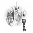 scale with the shape of a key tattoo design idea