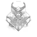 scale with the shape of a key tattoo design idea