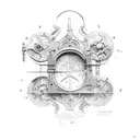 a scale with the shape of a key tattoo design idea