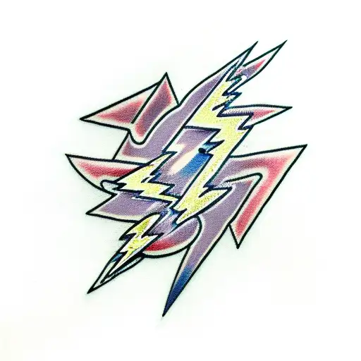 lightning bolt with clouds tattoo design idea