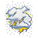 lightning bolt with clouds tattoo design idea