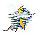 lightning bolt with clouds tattoo design idea