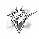 lightning bolt with clouds tattoo design idea