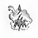lightning bolt with clouds tattoo design idea